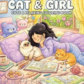 Cat Girl: Coloring Book for Adults and Teens Featuring Super Cute Cats with Easy and Simple Designs for Relaxation