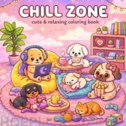 Chill Zone: Coloring Book for Adults and Teens Featuring Super Cute Characters with Easy and Simple Designs for Relaxation