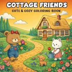 Cottage Friends: Coloring Book for Adults and Teens Featuring Super Cute Cottage Characters with Easy and Simple Designs for Relaxation