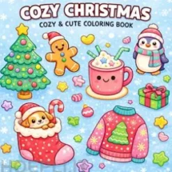 Cozy Christmas: Coloring Book for Adults and Teens Featuring Super Cute Christmas Characters with Easy and Simple Designs for Relaxation