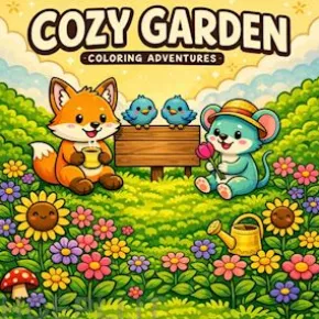 Cozy Garden: Coloring Book for Adults and Teens Featuring Super Cute Gardens with Easy and Simple Designs for Relaxation