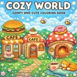 Cozy World: Coloring Book for Adults and Teens Featuring Super Cute Characters with Easy and Simple Designs for Relaxation