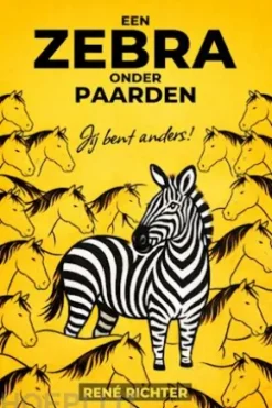 Een zebra onder paarden