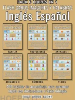 Pack 6 Libros en 1 - Flash Cards Imágenes y Palabras Inglés Español