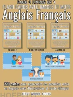 Pack 3 Livres en 1 - Flash Cards avec Images et Mots Anglais Français