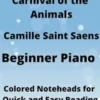 The Elephant Carnival of the Animals Beginner Piano Sheet Music with Colored Notation