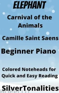 The Elephant Carnival of the Animals Beginner Piano Sheet Music with Colored Notation
